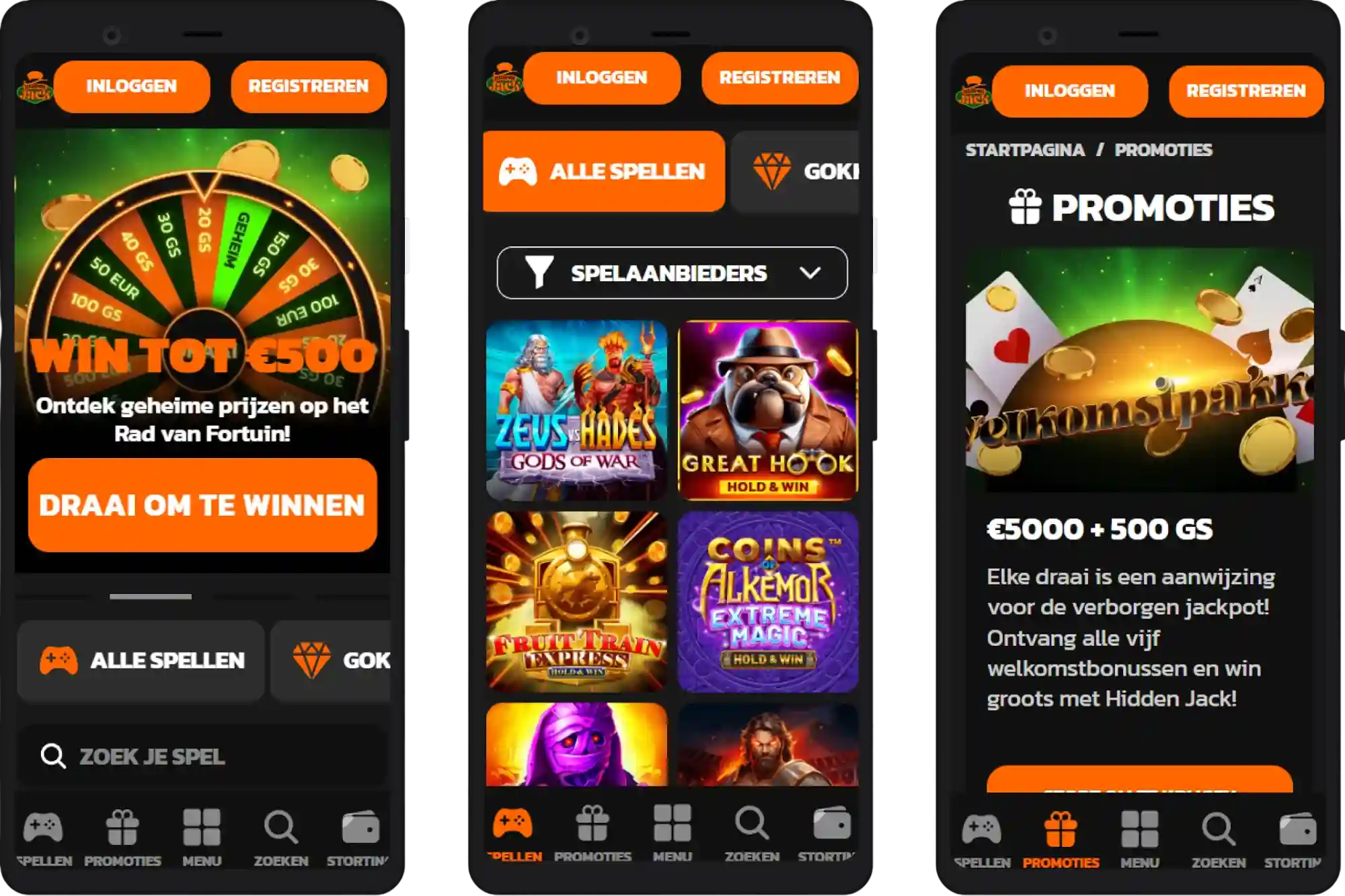 Hidden Jack Casino mobiele versie – speel slots, live casino en bonussen op je smartphone of tablet